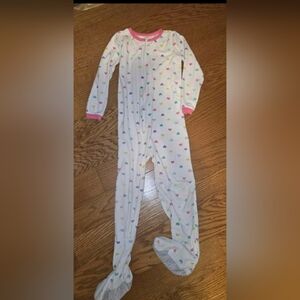 Carter's White Footed Pajamas with Multicolor Hearts and Pink Trim